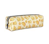 Oudrspo Pochette à Crayons Motif Fromage Jaune étui à Stylo Rond Sac à Crayons Portable Organisateur en Cuir avec Fermeture à glissière Sac Pochette cosmétique
