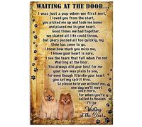 Oudrspo Pomeranian Waiting at The Door Pet Lover Birthday Retro Metal Tin Signs Vintage Aluminium Sign for Home Coffee Bar Wall Decor 8x12 Inch Tin Sign Room Decor Aesthetic, Singage
