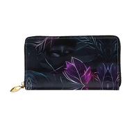 Oudrspo Portefeuille à Fermeture éclair Longue pour Femme Black Mystery, 7,48 x 4,13 Pouces, livré avec des emplacements pour Cartes de crédit à l'intérieur, léger et Durable.