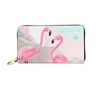 Oudrspo Portefeuille à Fermeture éclair Longue pour Femme Love Flamingo, 7,48 x 4,13 Pouces, livré avec des emplacements pour Cartes de crédit à l'intérieur, léger et Durable.