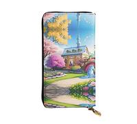 Oudrspo Portefeuille en Cuir - Élé et Fonctionnel pour Femme, avec Plusieurs Compartiments et Fermeture éclair, imprimés de Contes de fées Licornes, Noir, Taille Unique