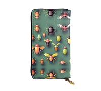 Oudrspo Portefeuille en Cuir - Élé et Fonctionnel pour Femme, avec Plusieurs Compartiments et Fermeture éclair, imprimé Atlas d'insectes, Noir, Taille Unique