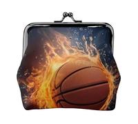 Oudrspo Portefeuille en Cuir imprimé Basketball on Fire and Water Flame Splashing pour Femme - Porte-Monnaie Compact et sécurisé