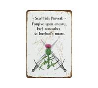 Oudrspo Proverbe écossais Pardonnez à votre ennemi, mais souvenez-vous du nom du bâtard, plaque en métal rétro fantaisie, décoration murale pour bar, pub, club, café, salon, 20 x 30 cm