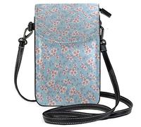 Oudrspo Prunier Fleurs Bandoulière Téléphone Bourse Petit Mini Sac à Bandoulière Pochette de Téléphone Portable Portefeuille en Cuir pour Femmes Filles
