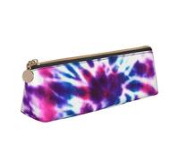 Oudrspo Psychédélique Cravate Colorant Pochette à Crayons Triangle Stylo étui Portable Sac à Crayons Organisateur en Cuir avec Fermeture éclair cosmétique Pochette Sac