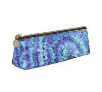 Oudrspo Psychédélique Cravate Colorant Pochette à Crayons Triangle Stylo étui Portable Sac à Crayons Organisateur en Cuir avec Fermeture éclair cosmétique Pochette Sac
