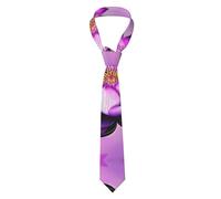 Oudrspo Purple Lotus : Cravate classique en soie tissée en jacquard pour hommes, cravate de mariage, d'affaires formelle et décontractée