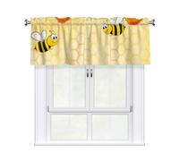 Oudrspo Rideaux et Pare-Soleil imprimés Abeilles joyeuses, Petits Rideaux à pans Courts, adaptés aux Cuisines, Salons et Chambres, 137 x 46 cm.