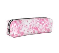 Oudrspo Rose Blanc Cravate Colorant Pochette à Crayons étui à Stylo Rond Portable Sac à Crayons Organisateur en Cuir avec Fermeture à glissière cosmétique Pochette Sac