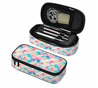 Oudrspo Rose Bleu Tie Dye Trousse Belle Conception Anneau Pulvérisation Artistique Grande Capacité Stylo Pochette pour École Étudiant Bureau Adulte Fille Garçon