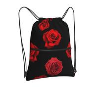 Oudrspo Roses rouges éparses sur noir cordon sac à dos sac cordon fermeture éclair sac à dos Sport Gym voyage Yoga sac à dos pour hommes femmes