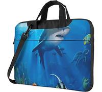 Oudrspo Sac à bandoulière pour ordinateur portable Water Sea Shark Blue Shark Underwater Computer Laptop Sleeve Tote Bag