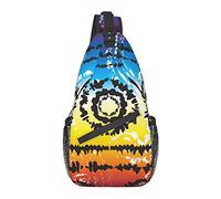 Oudrspo Sac à dos à bandoulière, pour teinture de cravate abstraite jaune bleu, sac à bandoulière polyvalent voyage randonnée sac à dos antivol