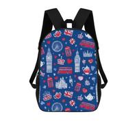 Oudrspo Sac à dos classique 17 pouces à motif de symboles britanniques de Londres | Sac de voyage décontracté avec bandoulière réglable pour hommes et femmes