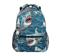 Oudrspo Sac à dos imperméable pour ordinateur portable avec motif requins mignons, idéal pour les voyages, les études et les loisirs. Léger et robuste, il convient aux hommes et aux femmes.