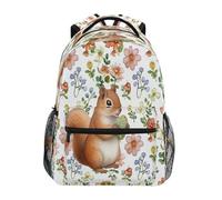 Oudrspo Sac à dos imperméable pour ordinateur portable Squirrel Flower, idéal pour les voyages, les études et les loisirs. Léger et robuste, il convient aux hommes et aux femmes.