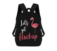 Oudrspo Sac à dos Let's Get Flock Up Flamingo Classic 17 pouces | Sac de voyage décontracté avec bandoulière réglable pour hommes et femmes