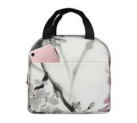 Oudrspo Sac à lunch isotherme Cherry Blossom Ink Print Lunch Box Réutilisable Cute Tote Lunch Box for Adult & Kids, Leakproof Cooler Lunch Bags for Work Office Travel School Pique-nique