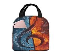 Oudrspo Sac à lunch isotherme Water Fire Music Note Lunch Box Réutilisable Cute Tote Lunch Box for Adult & Kids, Leakproof Cooler Lunch Bags for Work Office Travel School Pique-nique