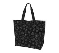 Oudrspo Sac à provisions à bandoulière de grande capacité pour dames de thé noir de l'après-midi, achats quotidiens de voyage, achats, stockage de sac à main