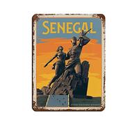 Oudrspo Sénégal Afrique Vintage Travel Poster Retro Poster Metal Tin Sign Retro Fer Peinture pour Bar Man Cave Cafe Family Garage Poster Wall Decor 12x16inch