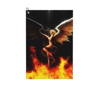 Oudrspo Serviette de Golf en Microfibre Devil and Angel avec Mousqueton, 40 x 60 cm, absorbante, en Tissu gaufré, idéale pour Les Sacs de Golf.