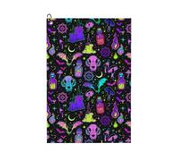 Oudrspo Serviette de Golf gaufrée Style Gothique sorcière, utilisant la Technologie Humide/sèche, Accessoires pour Sacs de Golf Hommes et Femmes, avec Boucle Montagne 24×16 Pouces.