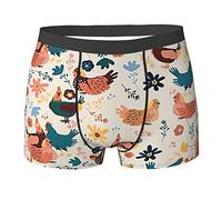 Oudrspo sous-vêtements à Motif de Poules, Boxer Respirant pour Hommes, Short Doux, sous-vêtements imprimés Confortables, Noir
