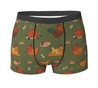 Oudrspo sous-vêtements à Motif de Poules, Boxer Respirant pour Hommes, Short Doux, sous-vêtements imprimés Confortables, Noir