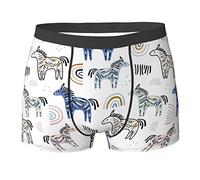 Oudrspo sous-vêtements zèbre et Arc-en-Ciel pour Hommes, Boxer Respirant, Short Doux, sous-vêtements imprimés Confortables, Noir