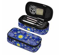 Oudrspo Starry Sky Trousse à Crayons Glowing Moon Blue Sky Style Abstrait Art impressionniste Pochette à Stylo Grande capacité pour école étudiant Bureau Adulte Fille Garçon
