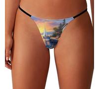 Oudrspo String pour Femme The Mediterranean Harbour, sous-vêtements Invisibles sans Coutures