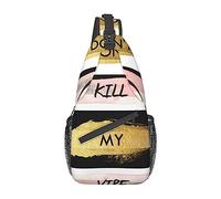 Oudrspo Stripe Don't Kill My Vibe Sling Bag Sac à dos de voyage à bandoulière pour homme et femme, épaules gauche et droite réglables, sac à dos de randonnée décontracté