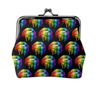 Oudrspo Style (225) Gay Homosexuel Lesbien Arc-en-Ciel Lèvres Fierté Porte-Monnaie Pochette, Mignon Sac à Main pour Femme