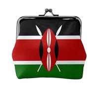 Oudrspo Style (254) Petit Porte-Monnaie en Cuir synthétique avec Fermoir, Pochette Porte-clés (Drapeau du Kenya)