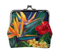 Oudrspo Style (302) Porte-Monnaie Mignons à Fermeture à Baiser, Portefeuilles Tendance pour Femmes (Oiseau Floral Paradis Tropical hawaïen)
