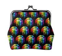 Oudrspo Style (320) Porte-Monnaie à Fermeture à Boucle, Portefeuilles Mignons Vintage pour Porte-Monnaie (LGBT Gay Homosexuel Lesbien Rainbow Lips Pride)