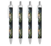 Oudrspo Stylo à bille amusant Aliens And Weed1, rétractable, noir, à pointe fine, 0,5 mm, 1/2/4 pièces
