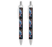 Oudrspo Stylo à bille amusant imprimé Blue Jay Cardinal1, oiseau et papillon, corps rond noir rétractable, pointe fine 0,5 mm, 1/2/4 pièces
