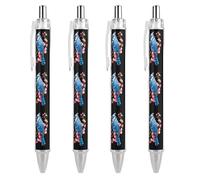Oudrspo Stylo à bille amusant imprimé Blue Jay Cardinal1, oiseau et papillon, corps rond noir rétractable, pointe fine 0,5 mm, 1/2/4 pièces