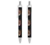 Oudrspo Stylo à bille amusant imprimé gâteau au chocolat, rétractable, noir, corps rond, pointe fine 0,5 mm, 1/2/4 pièces