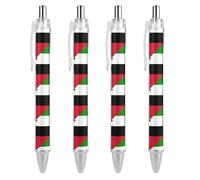 Oudrspo Stylo à bille humoristique imprimé drapeau du Maroc et du Sahara occidental, rétractable, noir, corps rond, pointe fine, 0,5 mm, 1/2/4 pièces