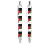 Oudrspo Stylo à bille humoristique imprimé drapeau du Maroc et du Sahara occidental, rétractable, noir, corps rond, pointe fine, 0,5 mm, 1/2/4 pièces