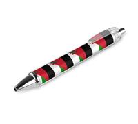 Oudrspo Stylo à bille humoristique imprimé drapeau du Maroc et du Sahara occidental, rétractable, noir, corps rond, pointe fine, 0,5 mm, 1/2/4 pièces