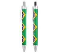 Oudrspo Stylo à bille rétractable Drapeau du Brésil, encre gel noire, écriture fluide, idéal pour le bureau et la maison.