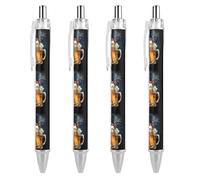 Oudrspo Stylo à bille rétractable en forme de chope à bière, motif 4 juillet, encre gel noire, écriture fluide, idéal pour le bureau et la maison.