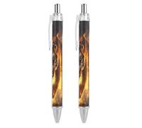 Oudrspo Stylo à bille rétractable Tiger And Thunder, 0,5 mm, écriture fluide, encre noire, accessoires de prise de notes pour le bureau, 2 pièces