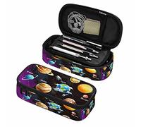 Oudrspo Système Solaire Stylo Organisateur Sac Planètes Fusées Soleil Terre Mars Vaste Univers Interstellaire Crayons Aquarelle Sac Cosmétique Bureau Papeterie Organisateur pour Adolescent