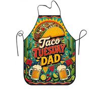 Oudrspo Tablier de cuisine « Taco Tuesday », motif vintage coloré, idéal pour les barbecues d'été en extérieur (1 pièce).